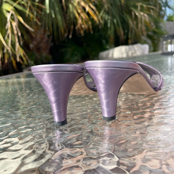 Salvatore Ferragamo Metallic Purple Leather Heels Size 8B - Picture 10 of 16